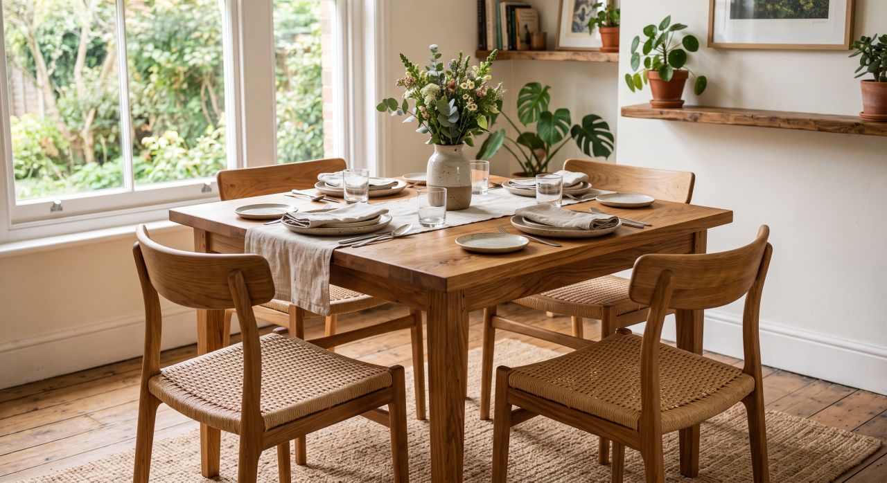 mesa de 4 sillas de madera